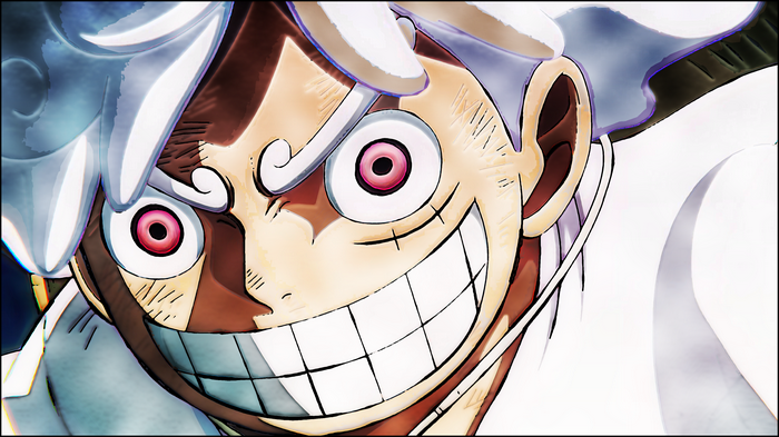 4K, face, One Piece, anime boys, smiling, Gear 5th, sun god nika ...