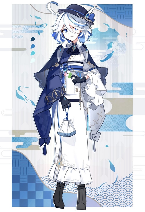 Focalors from Genshin Impact in traditional attire