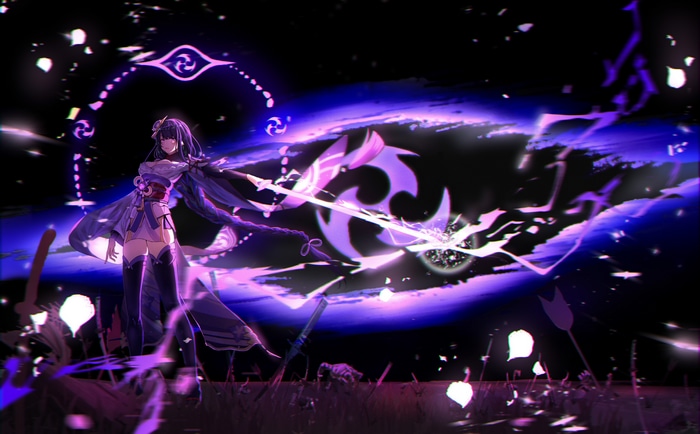 4K Genshin Impact Raiden Shogun with Sword
