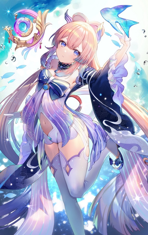 Sangonomiya Kokomi from Genshin Impact with fish