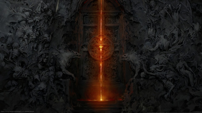 Diablo IV Demon Door with Glowing Portal