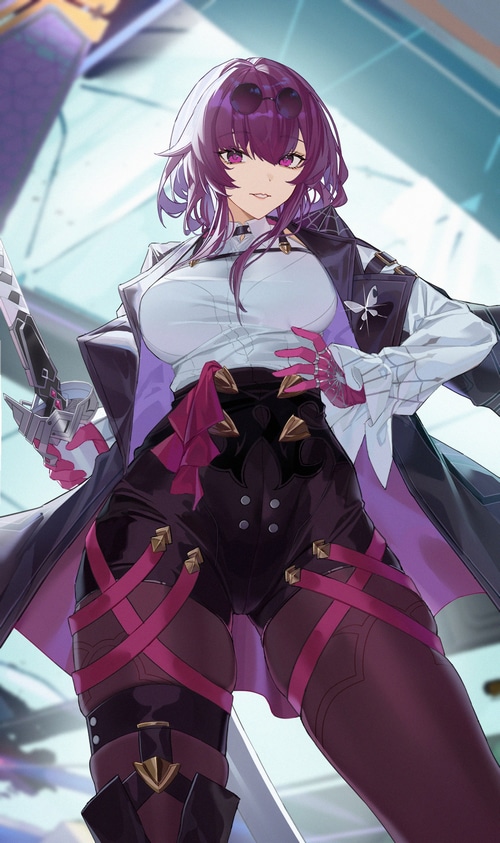 Kafka from Honkai: Star Rail with a sword