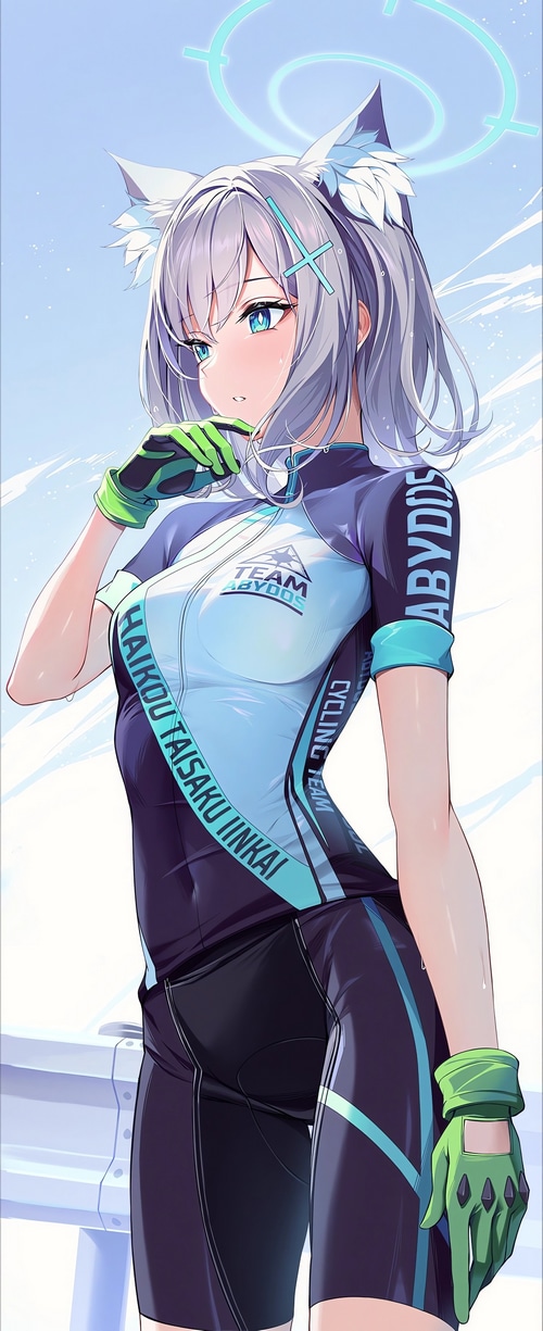 Shiroko from Blue Archive wearing cycling attire
