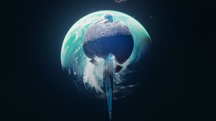 4K Space Planet with a Cracked Sphere Structure