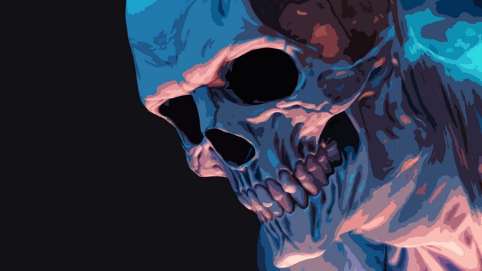 4K Skull Drawing with Black Background