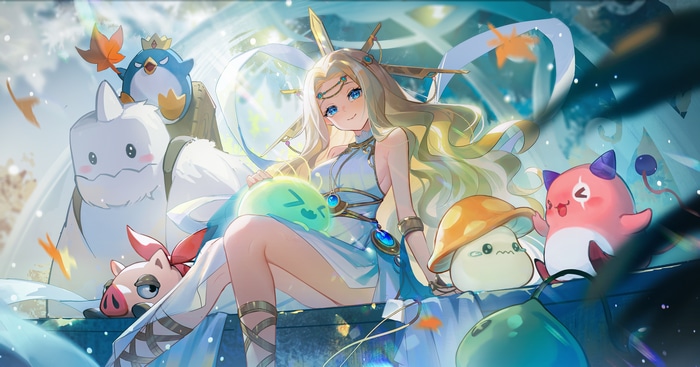 4K Blonde Woman with Creatures