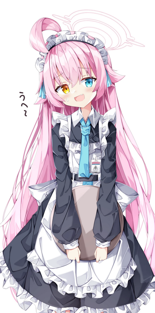 white background, Japanese, maid outfit, blushing, maid, Blue Archive