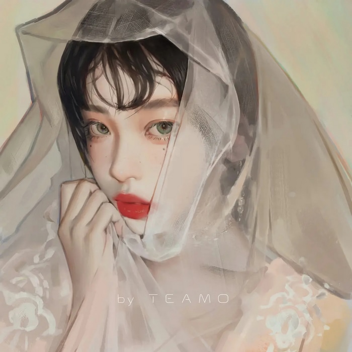 Portrait of a woman with a veil by TEAMO