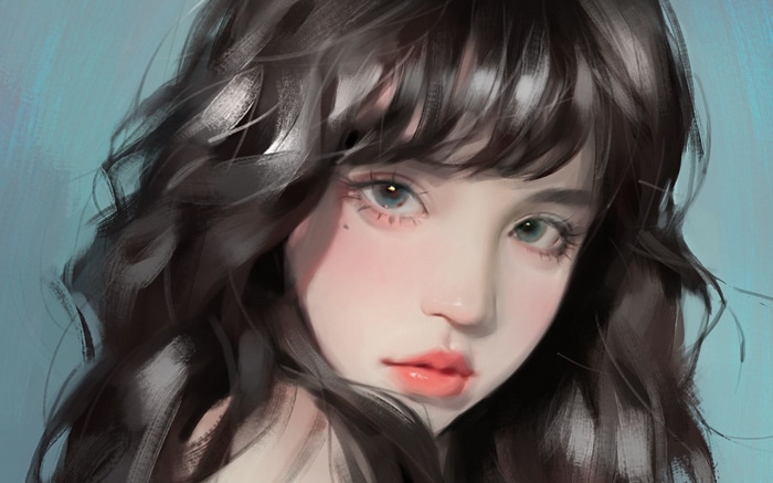 Portrait of a young woman with dark hair