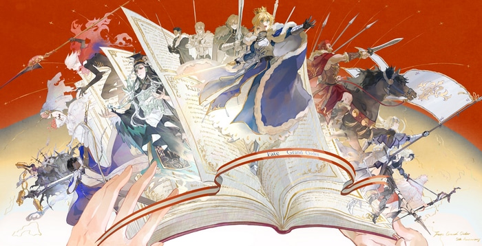 Fate series characters on an open book