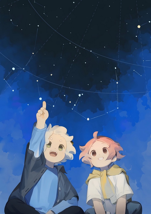 Anime boys looking at stars