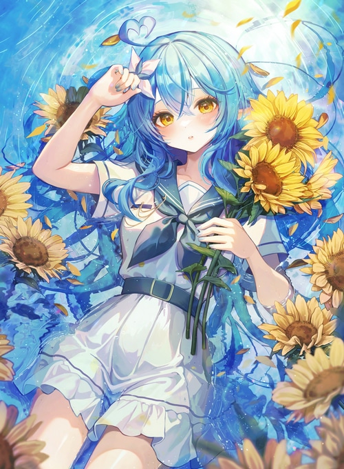 Yukihana Lamy with Sunflowers in Water