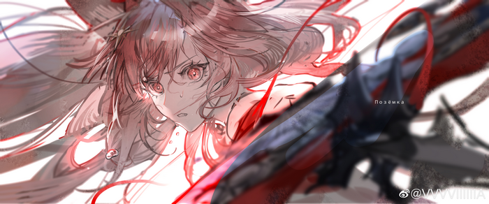Arknights Pozёmka with fox ears and sword