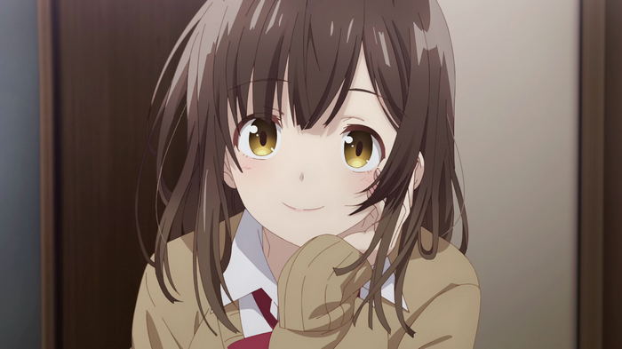 Ogiwara Sayu smiling in Hige wo Soru. Soshite Joshikousei wo Hirou.