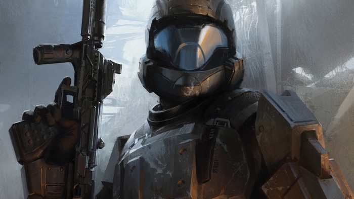 Halo 3: ODST soldier holding a rifle