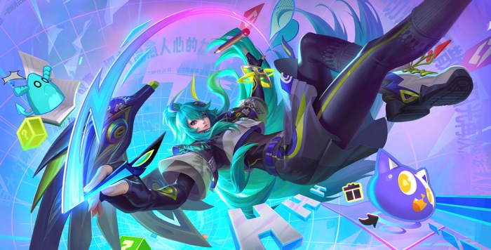 Honor of Kings: Green-haired girl with pen and sword