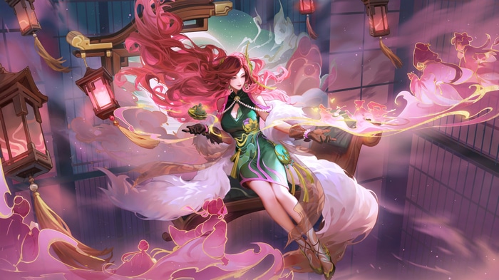 Honor of Kings: Pink-haired woman with lanterns