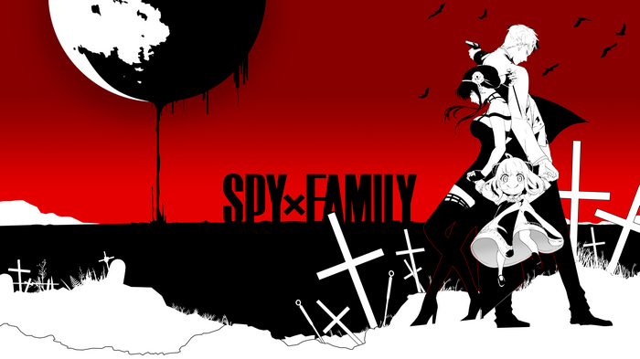 Spy x Family characters in a graveyard with red sky