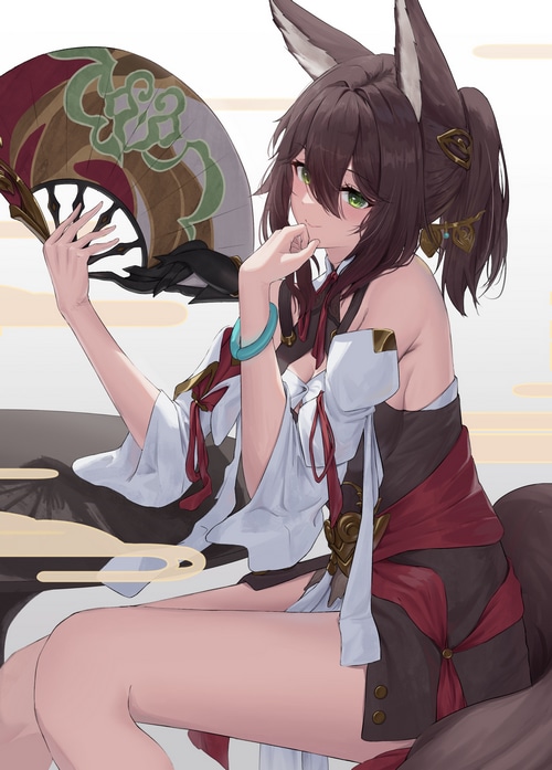 Tingyun from Honkai: Star Rail with fox ears and tail