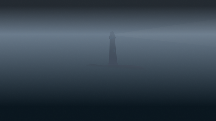A dark lighthouse in the mist