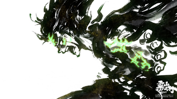 Anime boy with green lightning in ink style