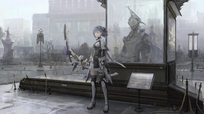 Alisa with bow in rainy city, Punishing: Gray Raven