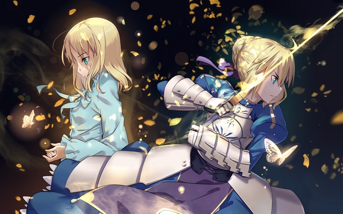 Saber and young girl with butterflies