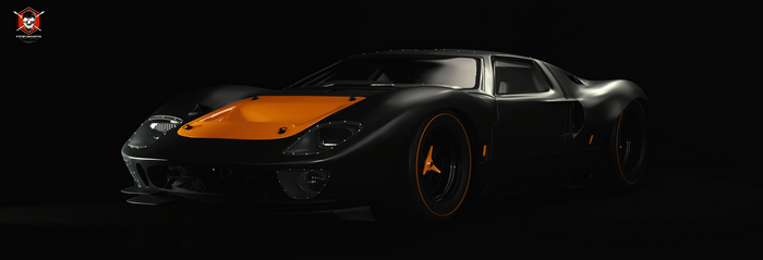 4K Ford GT40 with orange accents on black background