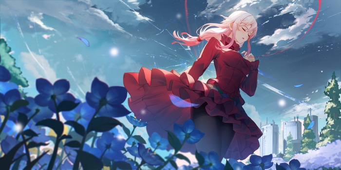 4K Guilty Crown Yuzuriha Inori in a red dress
