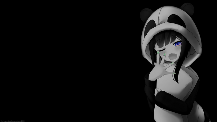 Girl in panda costume yawning
