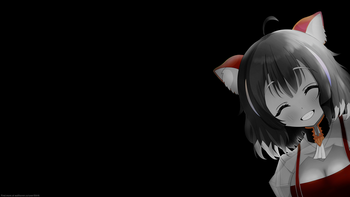 4K anime cat girl with red accents