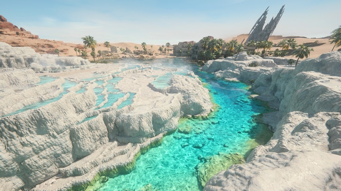 4K Final Fantasy XVI desert oasis landscape