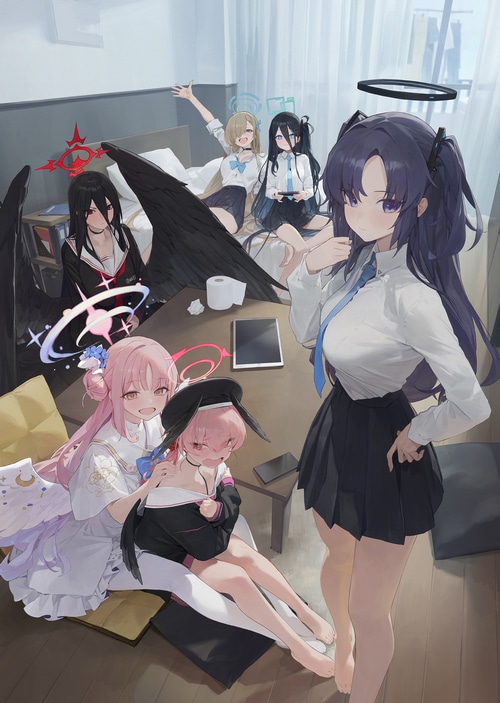 Blue Archive characters in a room