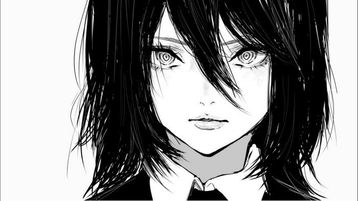 Nayuta from Chainsaw Man in monochrome