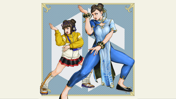 Chun-Li and a young woman in casual attire