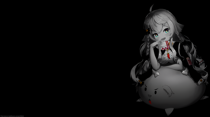 4K anime girl with braids and star eyes on black background