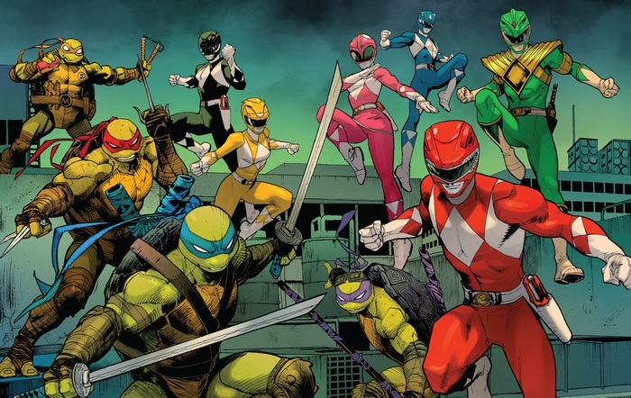 Teenage Mutant Ninja Turtles and Power Rangers Crossover Comic Art