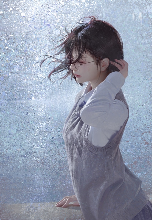 Artwork of a woman with glasses and dark hair