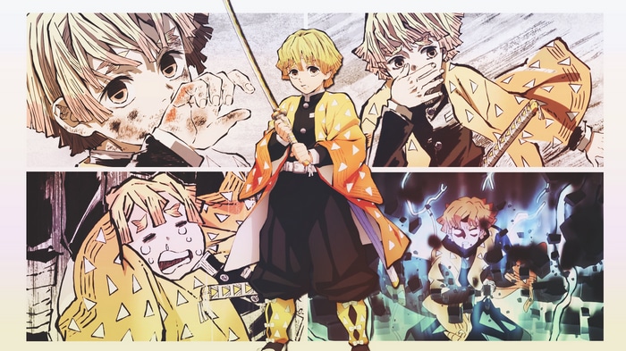 Zenitsu Agatsuma from Kimetsu no Yaiba collage