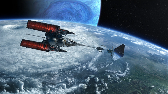 RDA Venture Star spaceship above Pandora
