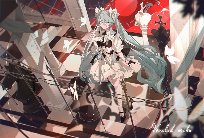 4K Hatsune Miku in a Chessboard World