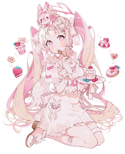 Anime girl with twintails and sweets