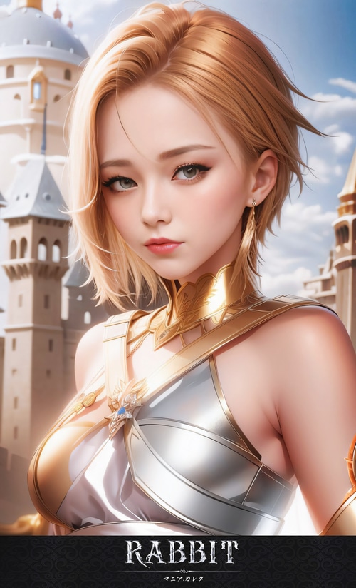 Mania Carta blonde woman in ornate armor