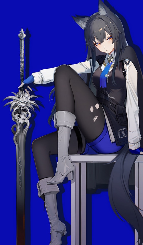 Texas from Arknights with a sword