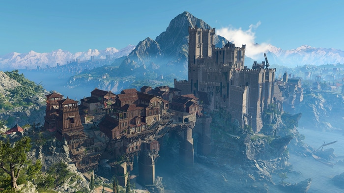 4K Baldur's Gate 3 Screenshot with Mountains and Castle