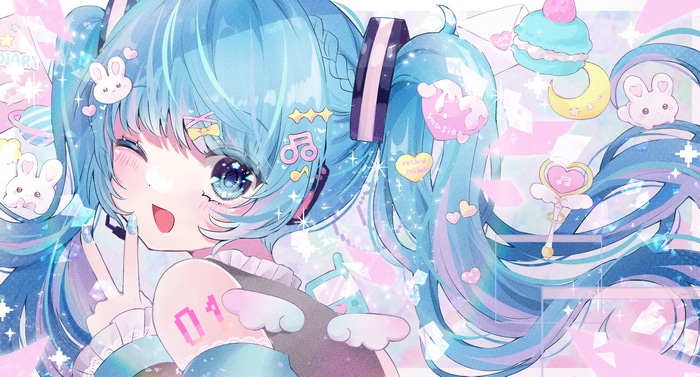 Hatsune Miku with Twintails and Bunny Accessories