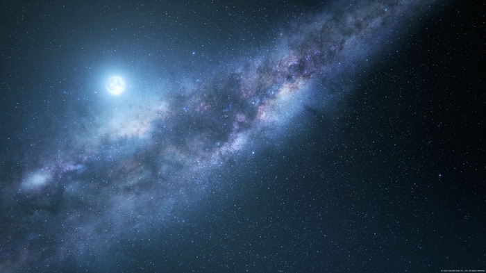 4K Milky Way Galaxy with Moon