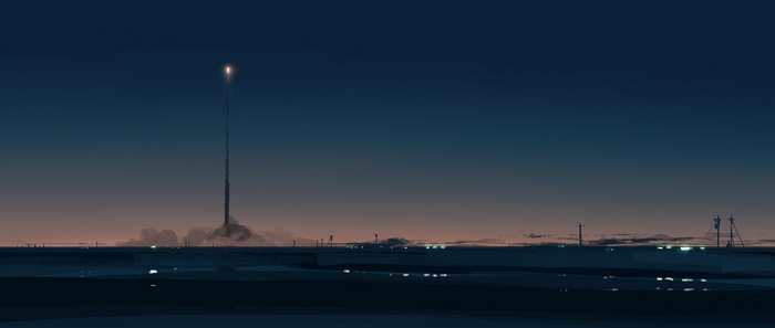 Rocket Launch at Sunset Glow
