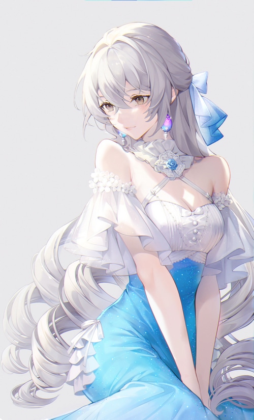 Bronya Rand in a white and blue dress, Honkai: Star Rail fan art