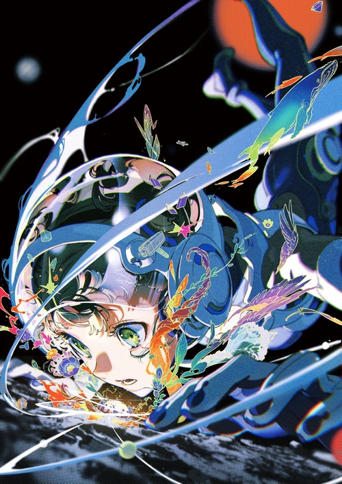 Yoneyama Mai's colorful astronaut with fish and animals